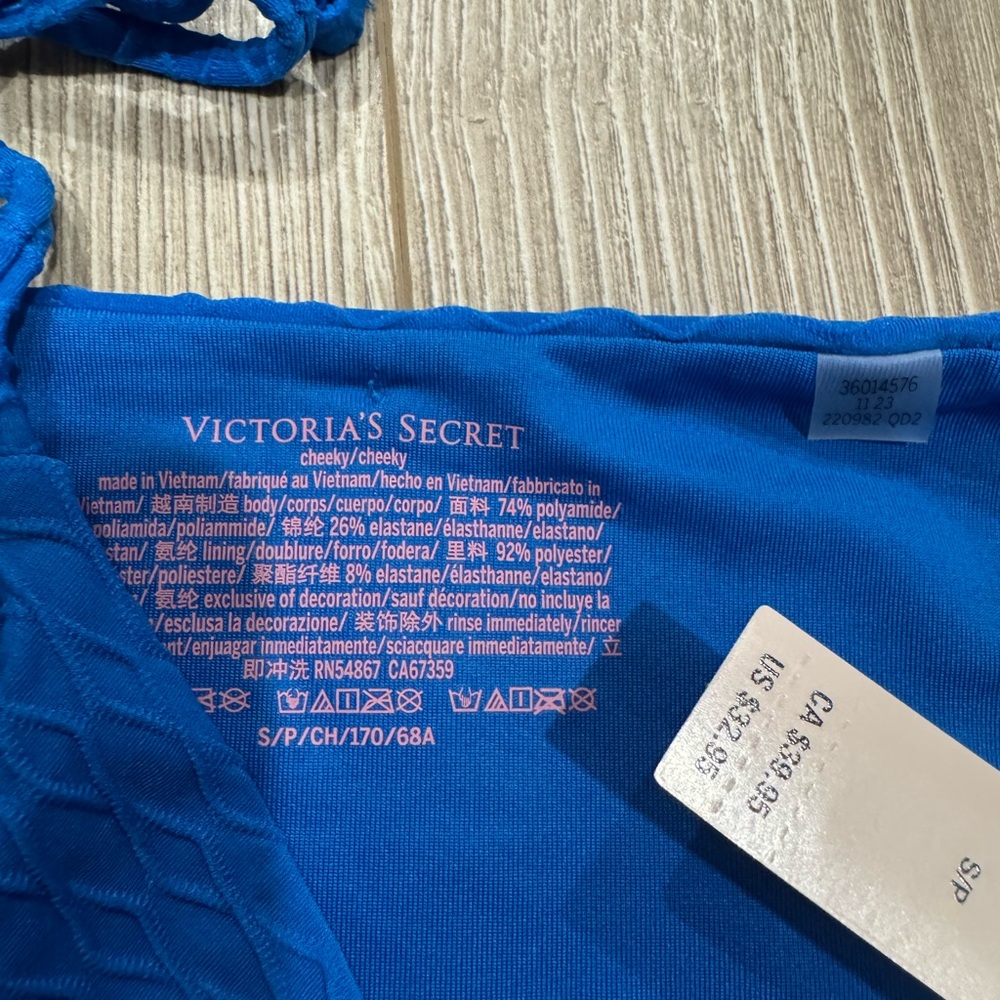 Victoria’s Secret Blue Textured Bikini Set Colorful Beachy Spring Break Coastal - Picture 3 of 6